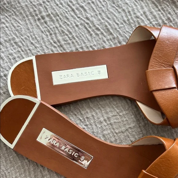 Zara Basic women’s sandals tan brown shoes - Picture 3 of 5